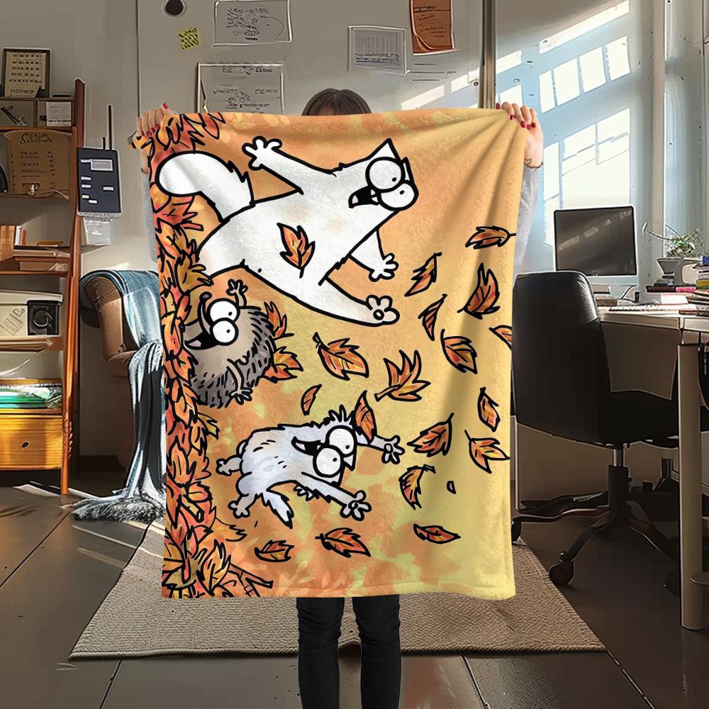 1 Pezzo Coperta in Flanella con Stampa Simon's Cat, Alta qualità Confortevole per Tutte le Stagioni, Decorazione per la Casa, Calore e Comfort, Perfetta per Regali di Natale