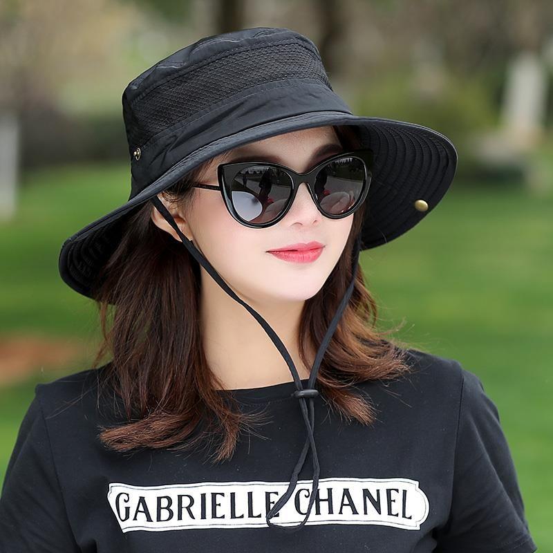 

Round Face Fisherman Hat Women Korean Fashion Hat Wide Brim Cloth Sun Hat Folding Travel Sun Protection Sun Hat Cool Hat Travel No word Black All yards