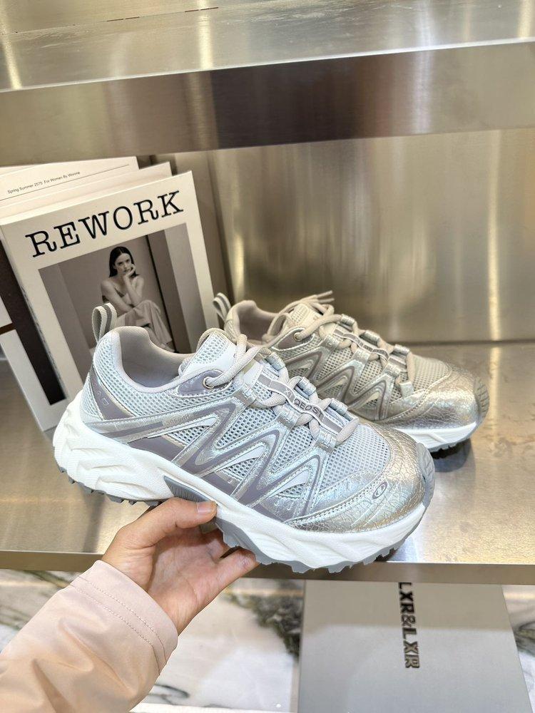 

Leather version~ Daddy shoes women s thin 2025 new summer breathable running shoes versatile platform casual sports shoes 40 серебряный