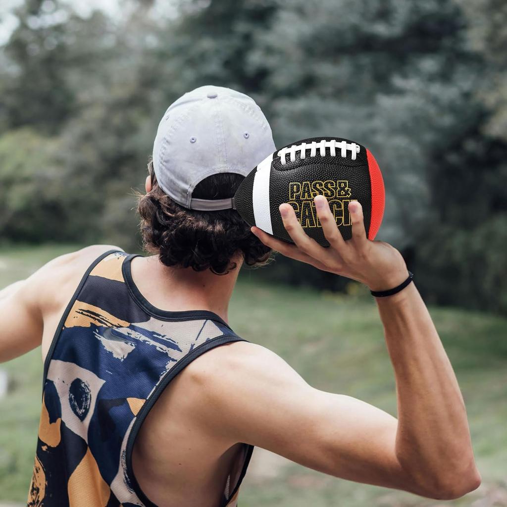 PassCatch Composite Training Football, Peewee Size, Youth Size(Ages 5-13) & Official Size(Ages 14+), Enhance Solo Passing Catching Skills(with Pump)