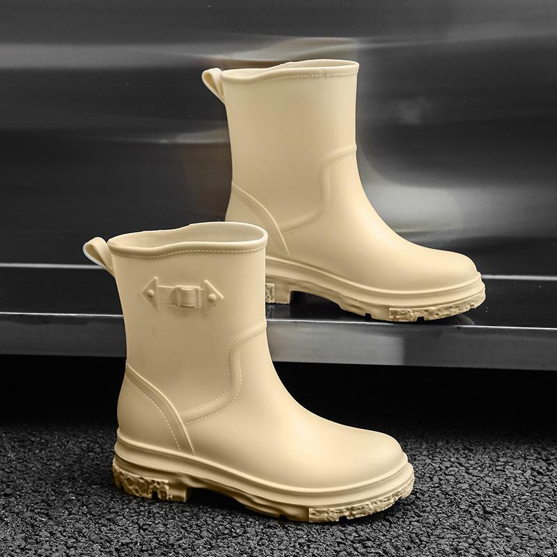 

Women s Mid-Calf Rain Boots Winter Rubber Rain Boots Cotton-Padded Warm-Keeping Waterproof Women s Non-Slip Wear-resistant Shoes 41 бежевий
