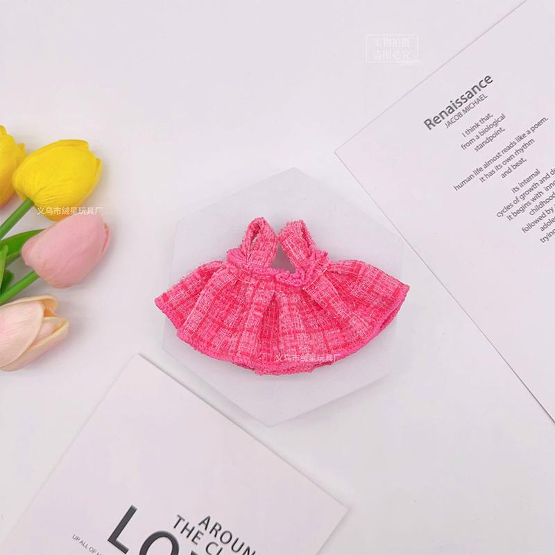 17cm Oblečení pro panenky Labubu Roztomilé Mini Plyšové Oblečení pro panenky Oblečení Monstrum Doplňky Perlové Mini Růžové Princeznovské šaty