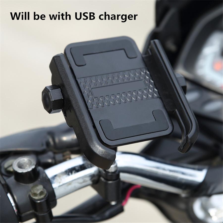Universal Black CNC Motorcycle Handlebar Charger 4-6.8" Phone Holder Mount New