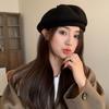 New autumn and winter light board versatile pure wool hat wool knitted hat rabbit plush beret painter bud hat