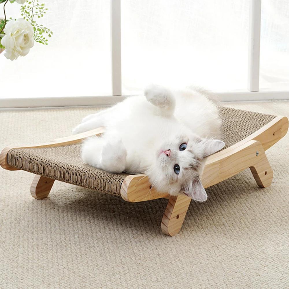Wooden Frame Kitten Scrapers Scratching Bed Reversible Pet Furniture For Cats 5 in 1 Toys Cat Scratcher Cardboard With Solid