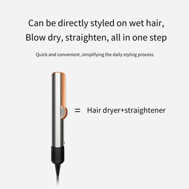 2 IN 1 Professional Hair Straightener & Hair Dryer Handheld Heat-Up Hair Flat Iron Negative Ion Iron Long-Lasting Styling Tool