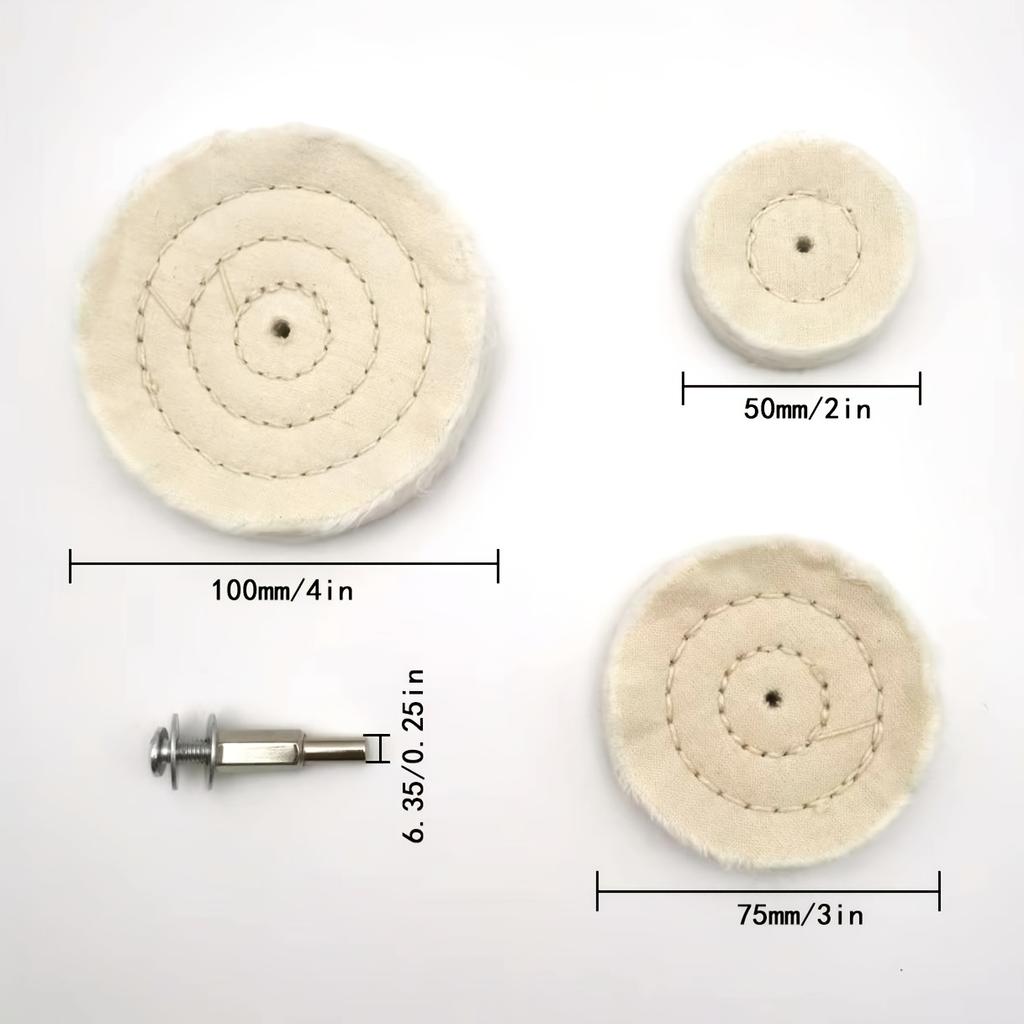 2/3/4 Inch Mirror Polishing Wheel Set with Handle - Suitable for Grinding Wheel Machine Tools, Diamond Carving And Jewelry Polishing Wheel