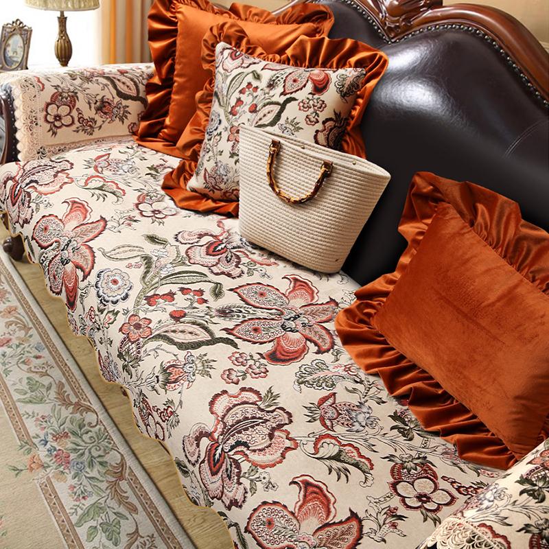Retro Short Velvet Fabric Sofa Cover Pastoral Style Living Room Decorate Slipcover Anti-slip Sofa Cushion Sofa Towel Home Decor