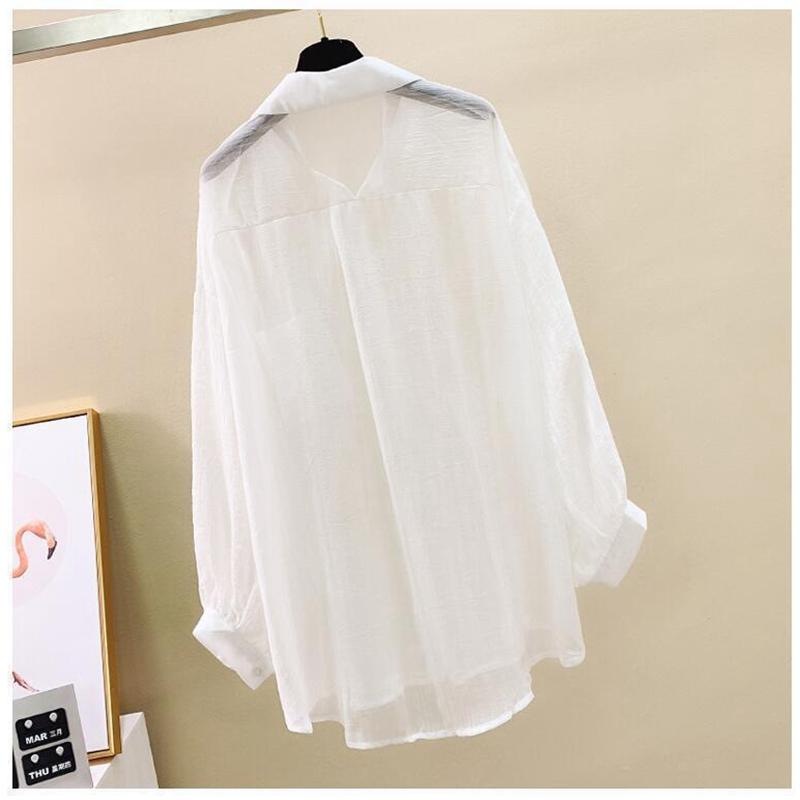Summer Sunscreen Shirt Elegant Perspective Thin Chiffon Blouse Loose Top Casual Women's Cardigan
