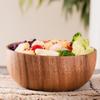 NEW Natural Hand-Made Wooden Salad Bowl Classic Large Round Acacia Wood Salad Soup Dining Bowl Plates Premium Kitchen Utensils