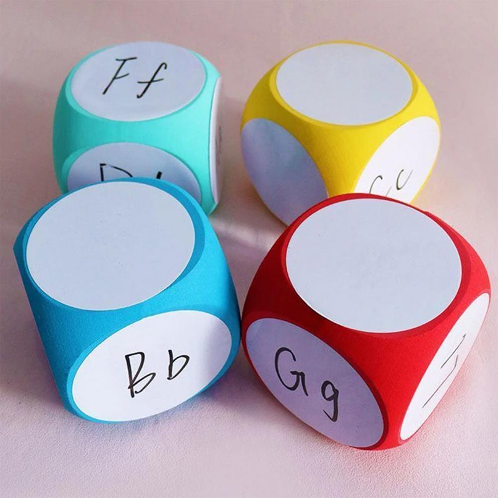 Diy Blank Dice Erasable Foam Dice Game Cube Portable Dry Erase Block Dice Writable Playing Dices Prop Kids Educational Toy