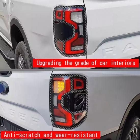 Car Rear Tail Light Lamp Cover Trim For Ford Ranger -2025 Accessories Carbon