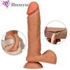 Hudfølelse Realistisk Penis Myk Sexy Stor Dildo Kvinnelig Onanist Dobbeltlags Silikon Sugekopp Dildoer for Kvinner Stor Pikk