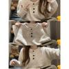 Plush button-up Henry collar knitted top women's autumn and winter temperament soft waxy shoulder sleeves loose sweater bottoming shirt