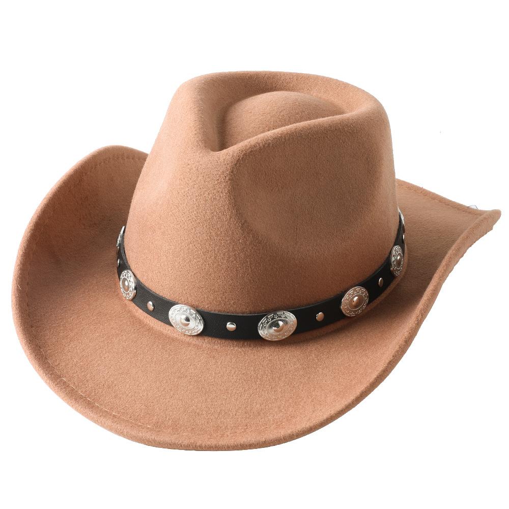 Dark purple Cowboy Hat New Jazz Knight hat cowboy hat monochrome felt hat men's and women's large brim outdoor hat