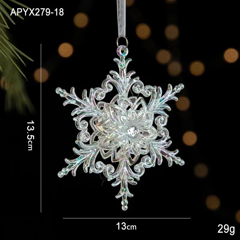 3 Packs Christmas Snowflake Elk Small Pendant Christmas Tree Decorations Acrylic Pendants Colorful Transparent Crystal Pendant