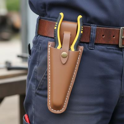 Pruning Scissors Leather Tool Bag with Buckle Electrician Waist Holder Stitching Leather Shears Cover for Pliers Pruning Shears