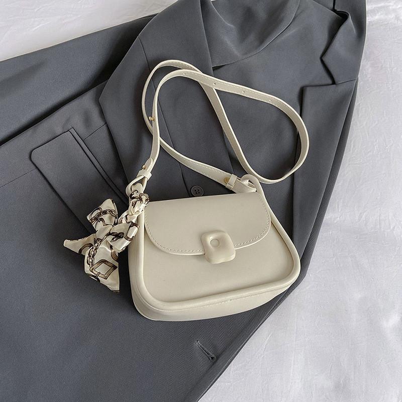 Stylish Pu Leather Handbag Fashionable Scarf Handle Small Shoulder Bag For Women