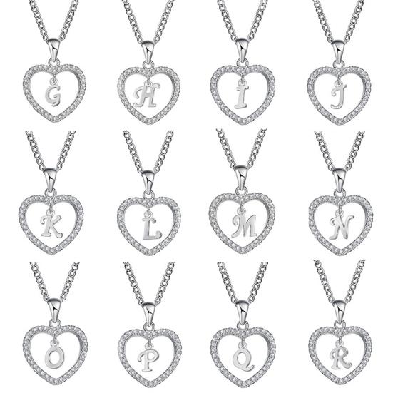 Concise Hollowed Heart Alphabet Unisex Necklace Jewelry Neck Chain Pendant Decor