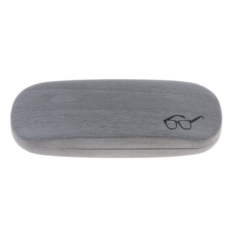 1Pc Pu Leather Eyeglass Box Wood Grain Hard Kit Holder Metal Reading Glasses Case For Men And Women Pu Leather Eyeglass Box