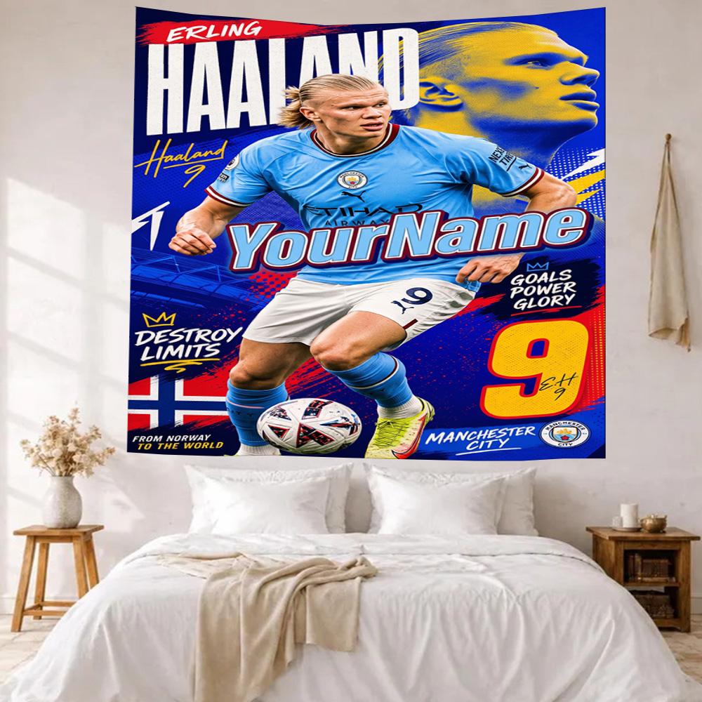 Manchester City Custom Your Name Wall Decor Tapestry Art For Pet Memorial Birthdaywedding Party Backdrop Family Gift