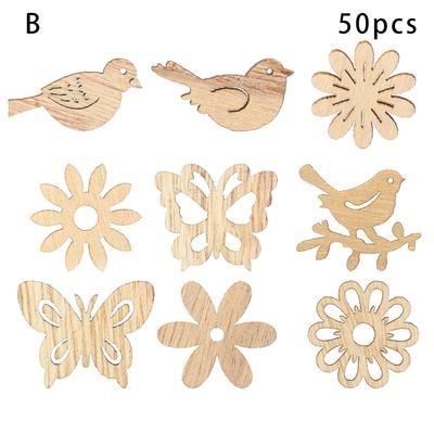 50Pcs DIY New Year Wall Cartoon Wood Chip Xmas Tree Hanging Ornament Snowman Snowflake Gift Decor Christmas Party Decorations