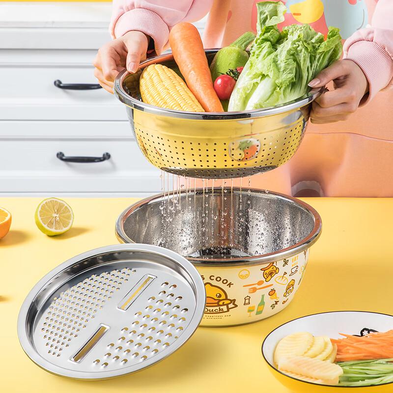 COOKER KING Little Yellow Duck 3-Piece Stainless Steel Kitchen Bowl Set