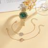 New green face niche high-end design without gift box, full diamond wrist strap, clover bracelet 3-piece set