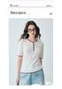 Containing mulberry silk, spring and summer new round neck fashionable contrasting short sleeved comfortable and versatile knitted T-shirt for women