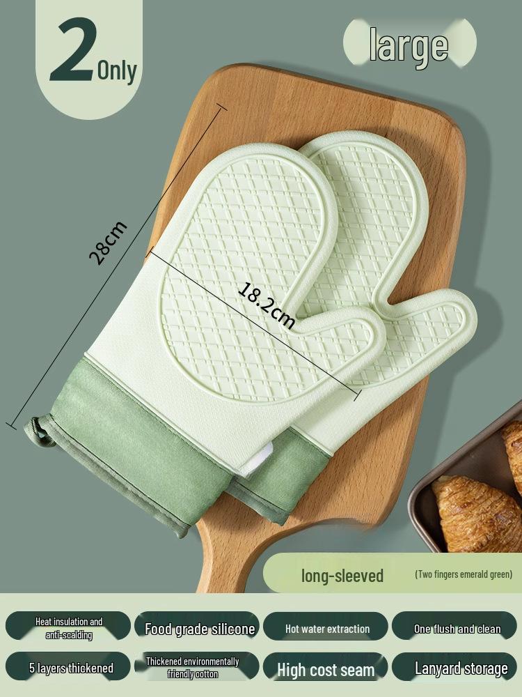 Heat-Resistant Silicone Oven Gloves - Anti-Scald, High-Temp Safe for Baking & Microwave Use