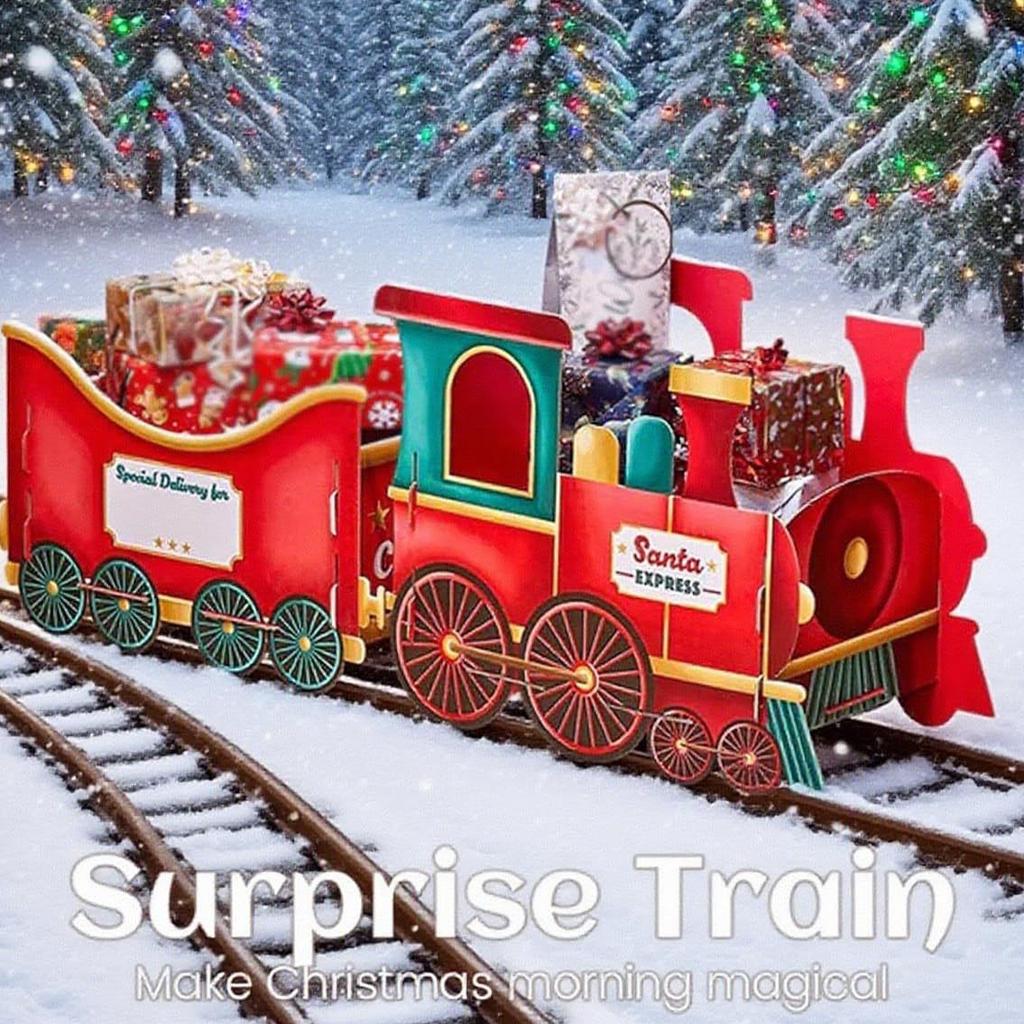 Gingerbread Christmas Train Box Holiday Decor for Mantel, Desk, Home & Party Festive Decorative Storage for Office, Living room
