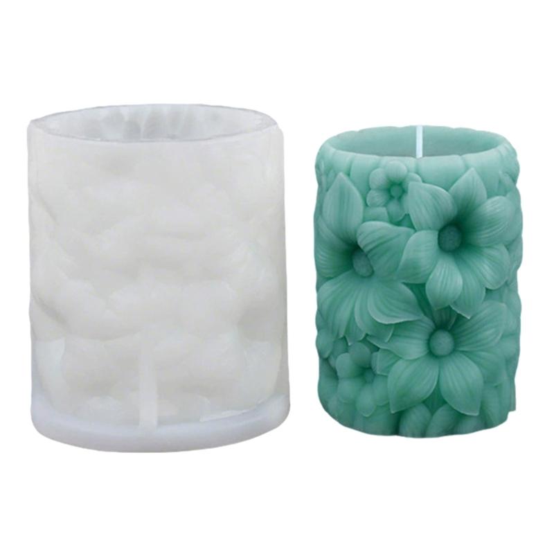 Santa Claus Embossed Cylinder Candle Silicone Mould for Festival Holiday Handmade Craft