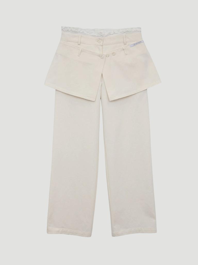 CHOIAE Trimming Layered Skirt Wrap Pants - Ivory