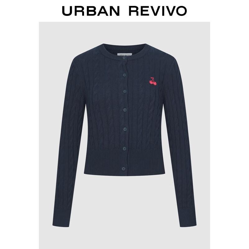 

UR Women s Cherry Embroidered Cable Knit Cardigan L