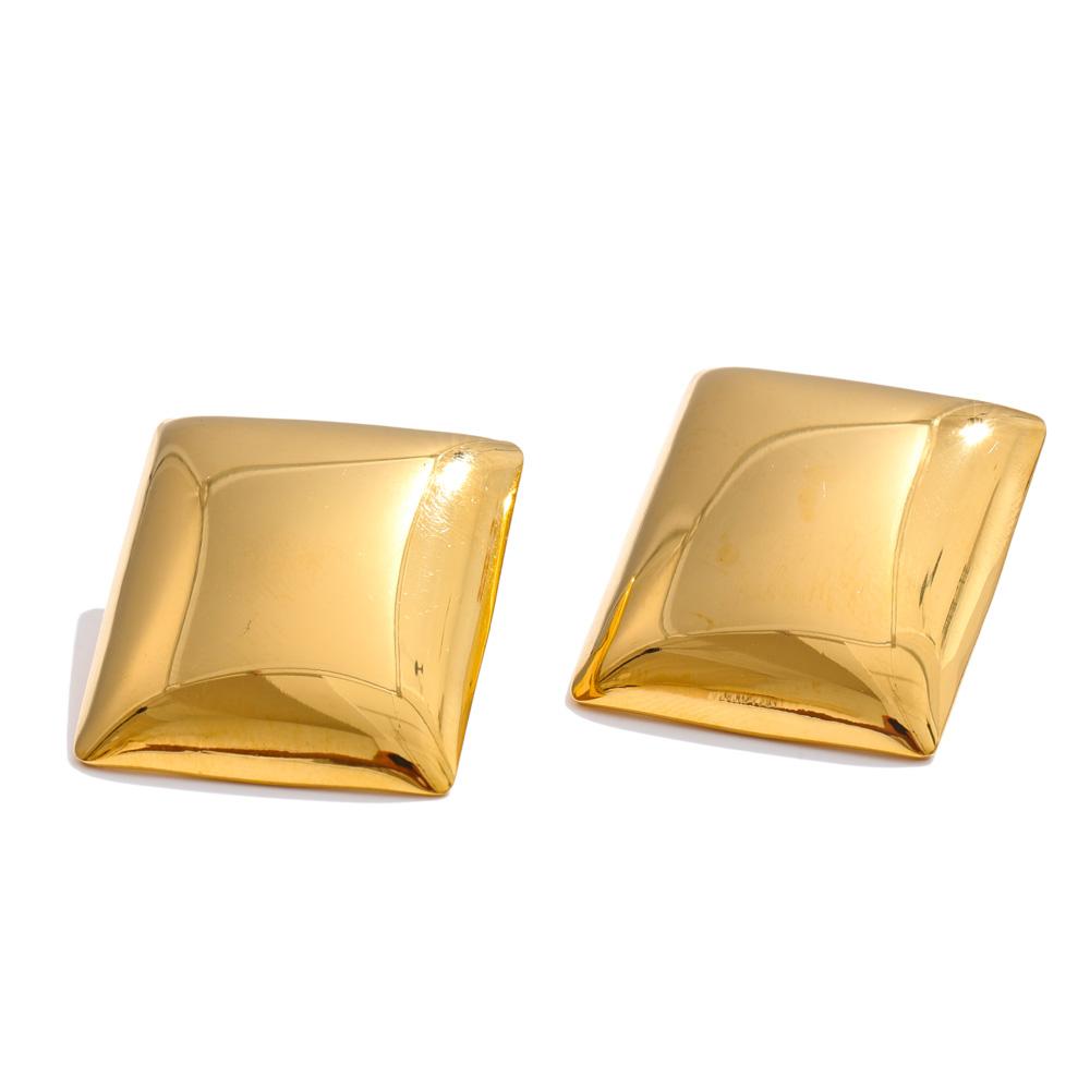 Eetit Glossy Smooth Stainless Steel Rectangle Stud Earrings for Women Minimalist Fashion Daily Jewelry for All Occasions