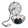 Flickering Lights Solar Hanging Lanterns Rust Iron Material Ball Cage Design Rust Iron Ball Candle Holder Solar Powered