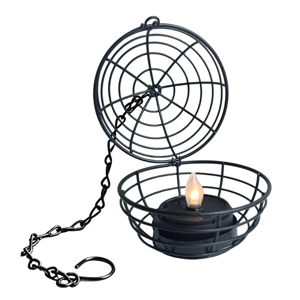 Flickering Lights Solar Hanging Lanterns Waterproof Outdoor Decorative Ball Cage Farmhouse Decor candle lamp