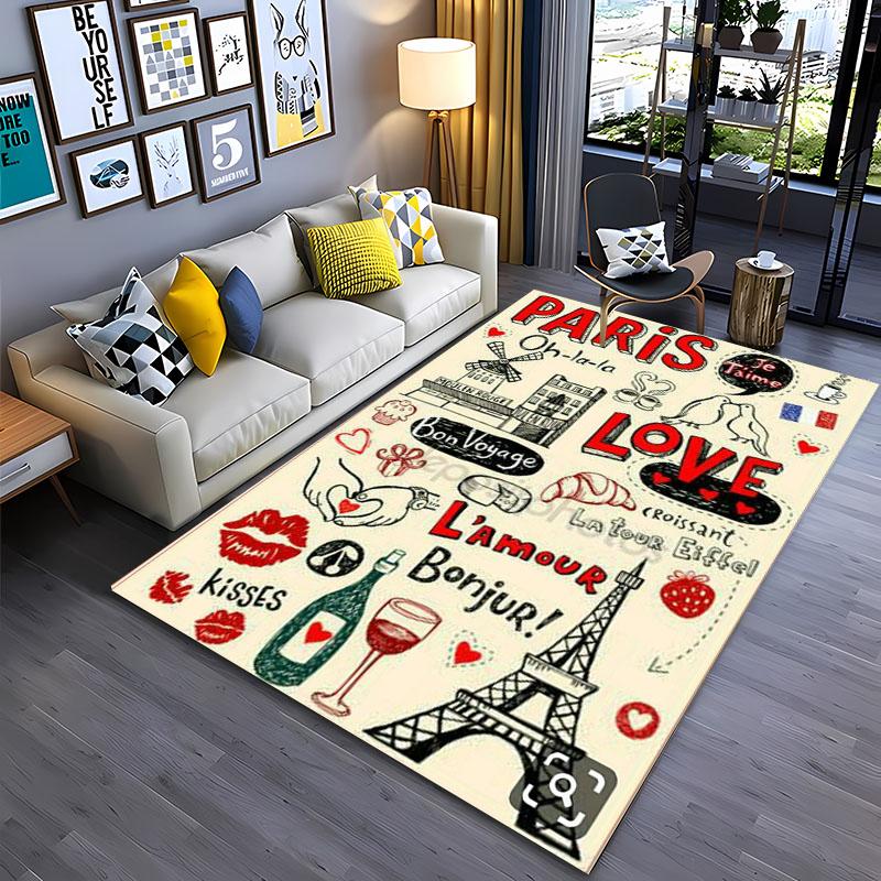 Beautiful Romantic  France Paris Eiffel Tower Carpets for Home Living RoomBedroom Sofa Doormat Kitchen Floor Rugs Anti-slipDecor