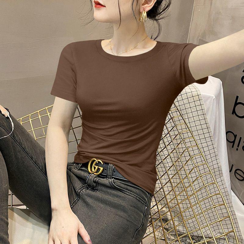 

Женский черный модальный топ с коротким рукавом и низким вырезом, облегающего кроя M (94-106 lbs)