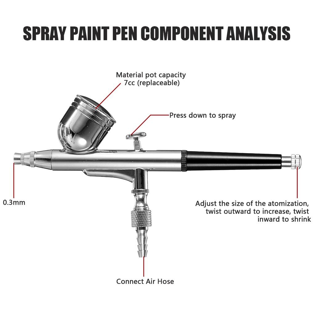 25psi 10L/min Mini Precision Dual-Action Airbrush Spray Guns And Air Compressor Suit Black / White