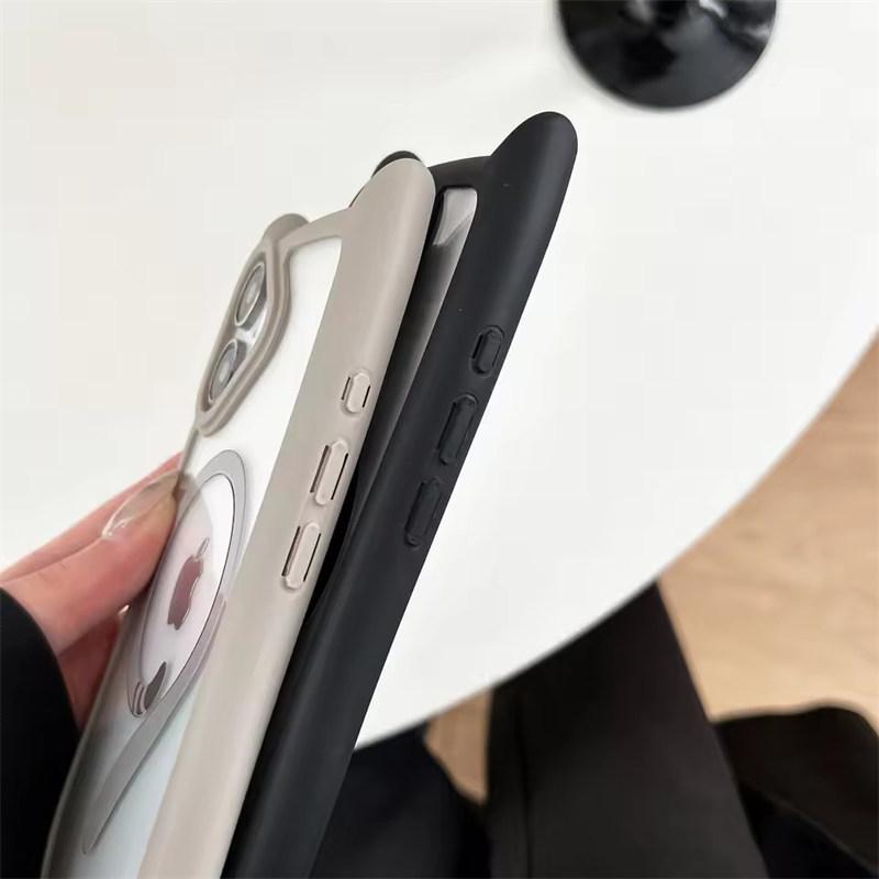 3D Cat Ear Magnetic Charging Case for IPhone 17 16 15 14 13 12 11 Pro Max 16 Plus 12 13 Mini 17Air Transparent PC TPU Armor Cover