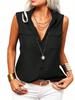 Women's Sleeveless Lapel Tank Blouse Solid Button Front Summer Shirt for Office and Casual