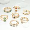 Stylish Geometric Exquisite Ring Women'S Jelly Diamond Joint Combination Ring Set
