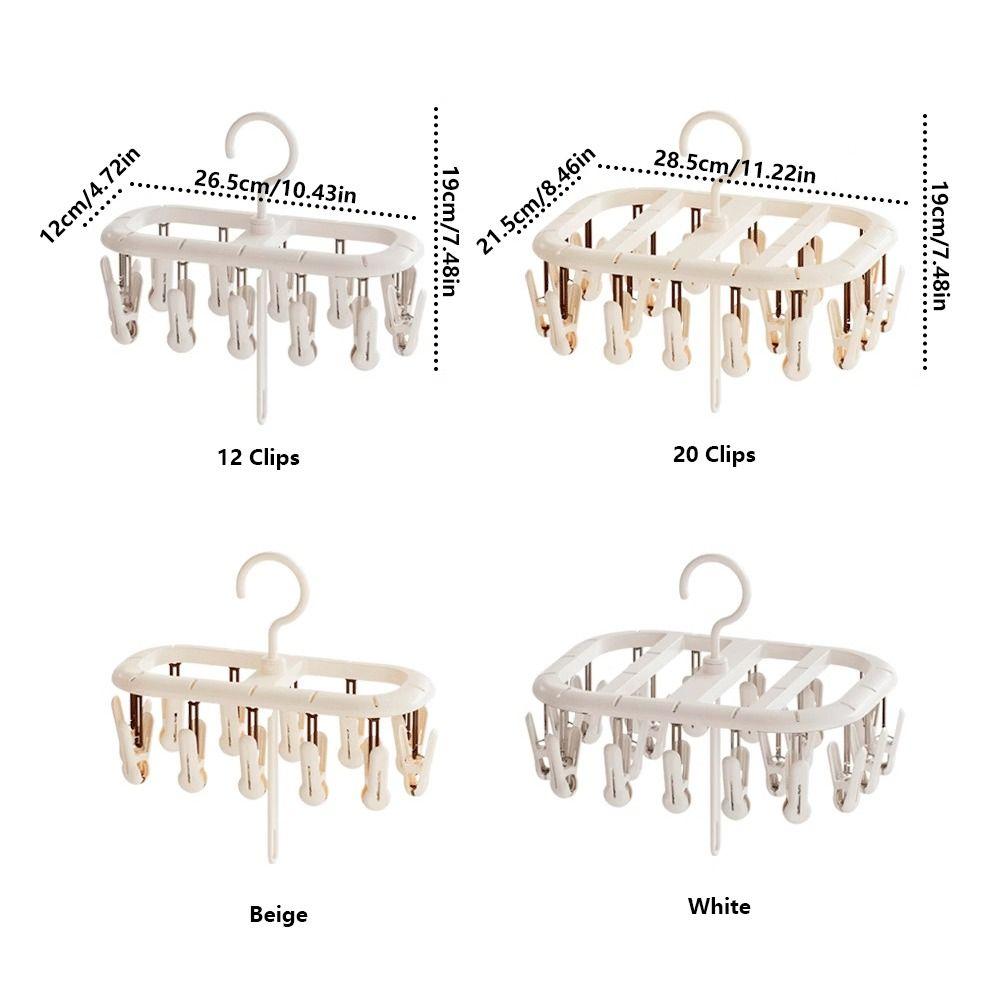 Thickened Design Sock Drying Rack 12/20 Clips Socks Organizer Holder Home Laundry