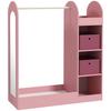 Kids Clothes Rail with Storage Shelf, Boxes, Mirror for Bedroom, Nursery, Pink