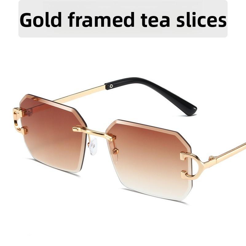 Unisex Geometric Metal Frame Sunglasses With Tinted Ac Lenses For Trendy Street Style