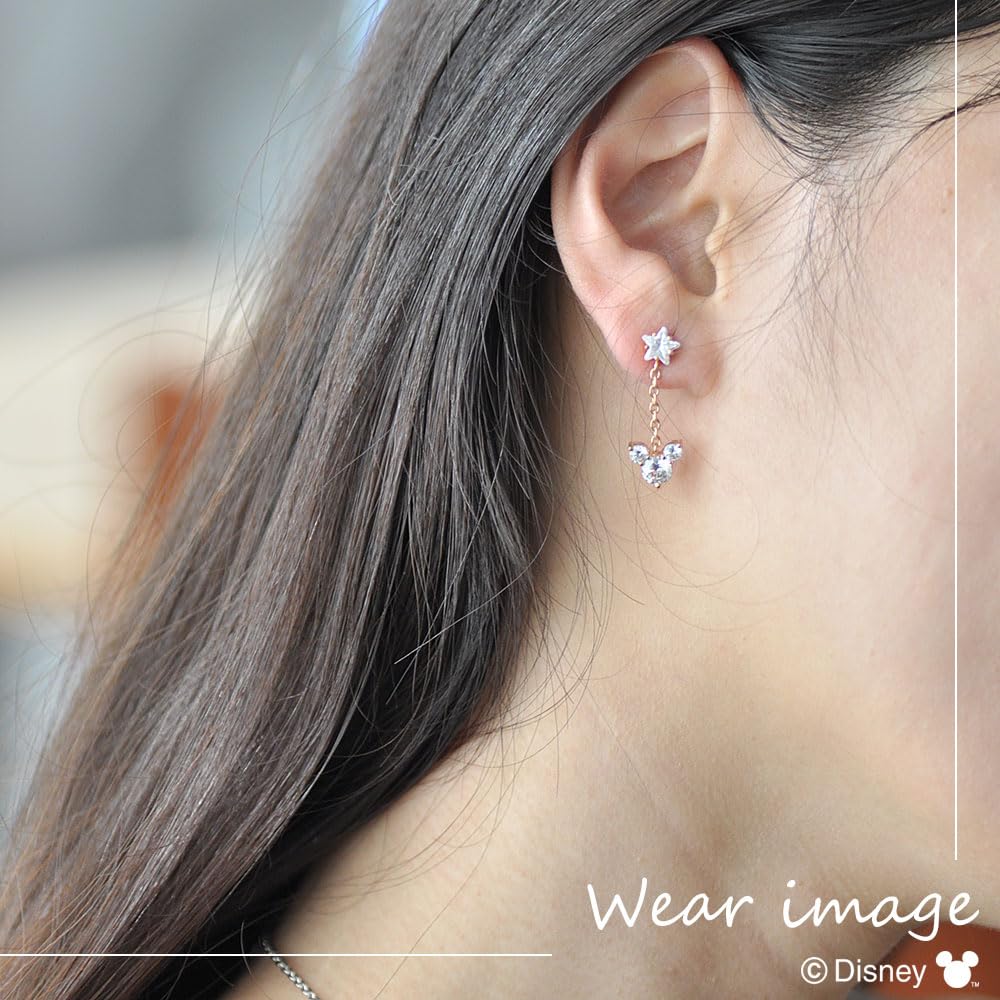 Disney Mickey Silver Earrings Pink Gold Cubic Zirconia VPRDSW0003 [Disney]