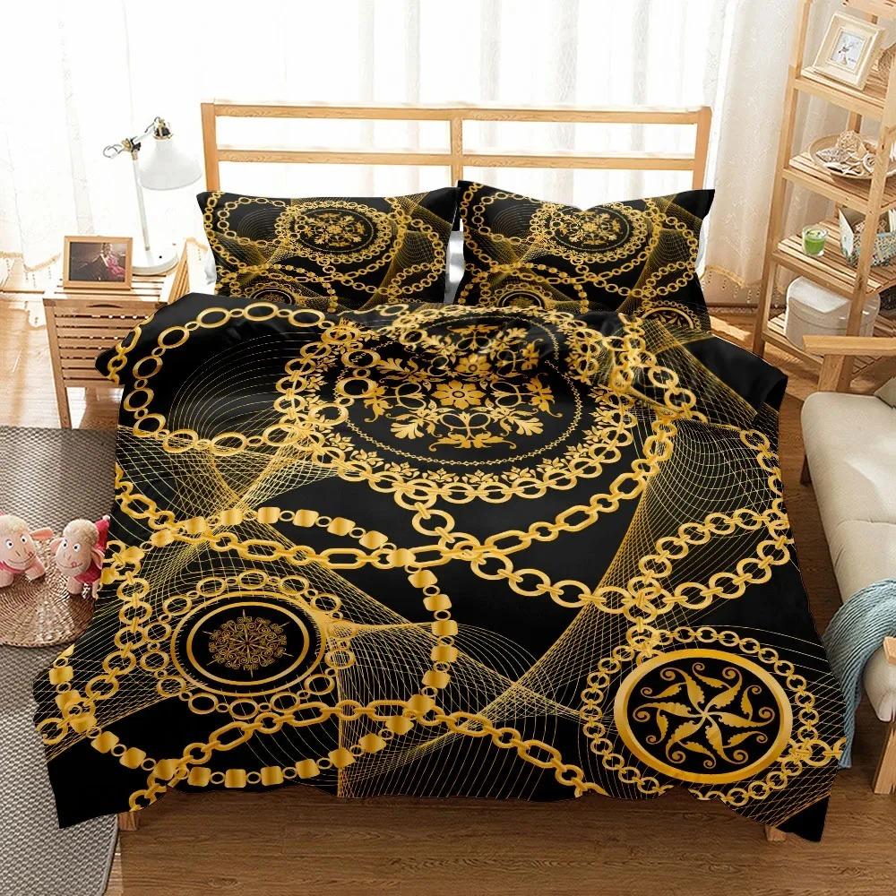 Chains Baroque Pattern Bohemian Bedding Set Small Single Twin Double Queen King Size Bed Linen Set For Adults Kids Quilt Cover