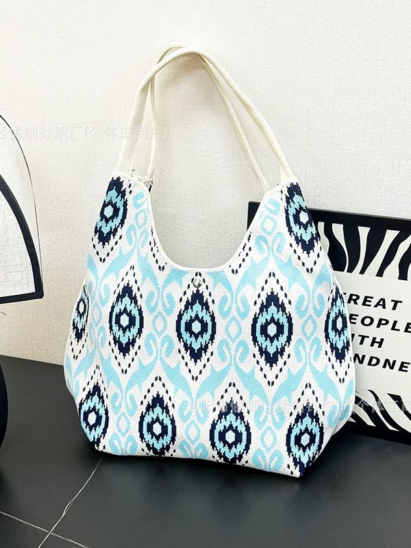 Xinjiang Women's Ethnic Style Knitted Handbag - Simple, Large Capacity Shoulder Bag for Commuters