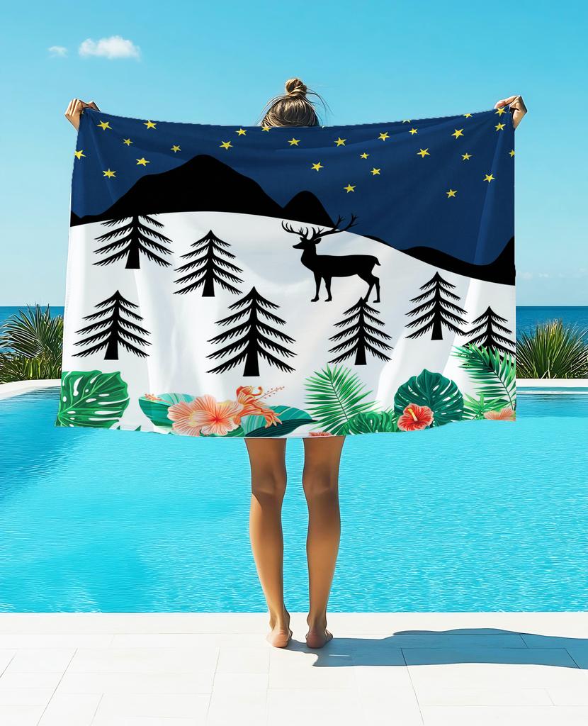 Nordic minimalist style Soft Printed Towel Flannel Towel Quick-drying Double-sided Velvet Absorbent Towel Bath Wash Face Towel